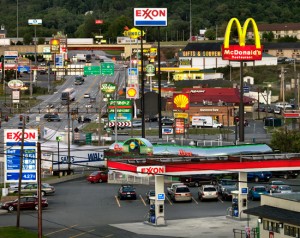 Burtynsky's celebrated photo of typical motorised suburbia